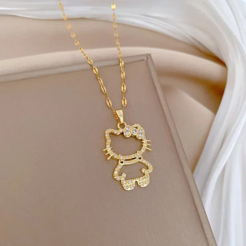 COLAR HELLO KITTY BANHADO EM OURO 18K - GARG362