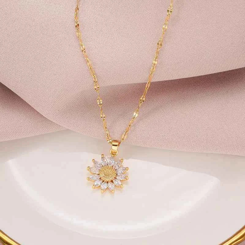 COLAR GIRASSOL BANHADO EM OURO 18K - GARGSI079