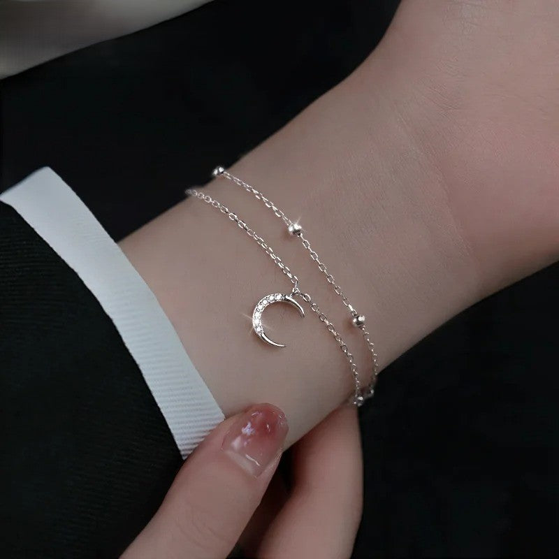 PULSEIRA LUA E ESTRELAS CRAVEJADAS PRATA 925 - PUL1522