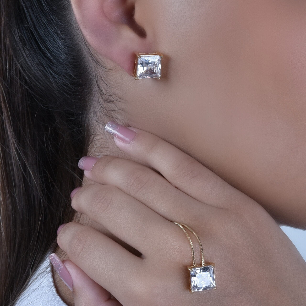 CONJUNTO CRISTAL BANHADO EM OURO 18K - CONJ818
