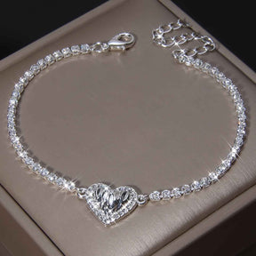 PULSEIRA PRATA 925 CRAVEJADA CORAÇÃO - PUL812