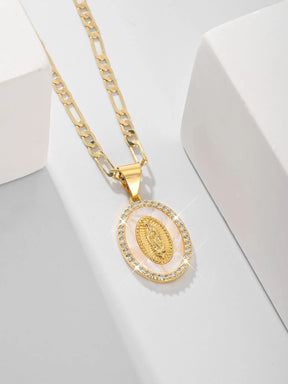 COLAR MADREPÉROLA NOSSA SENHORA BANHADO EM OURO 18K - GARGSI89