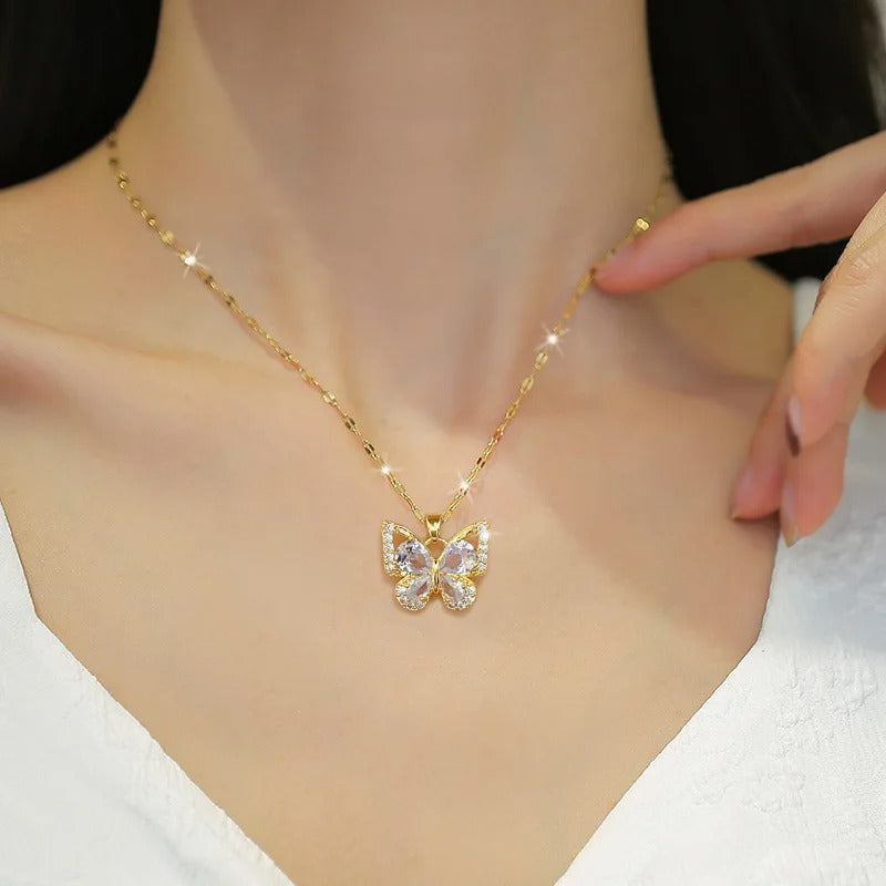 CONJUNTO BORBOLETAS CRAVEJADAS BANHADO EM OURO 18K - CONJ32