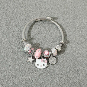 PULSEIRA HELLO KITTY COM BERLOQUES CRAVEJADOS PRATA 925 - PUL260