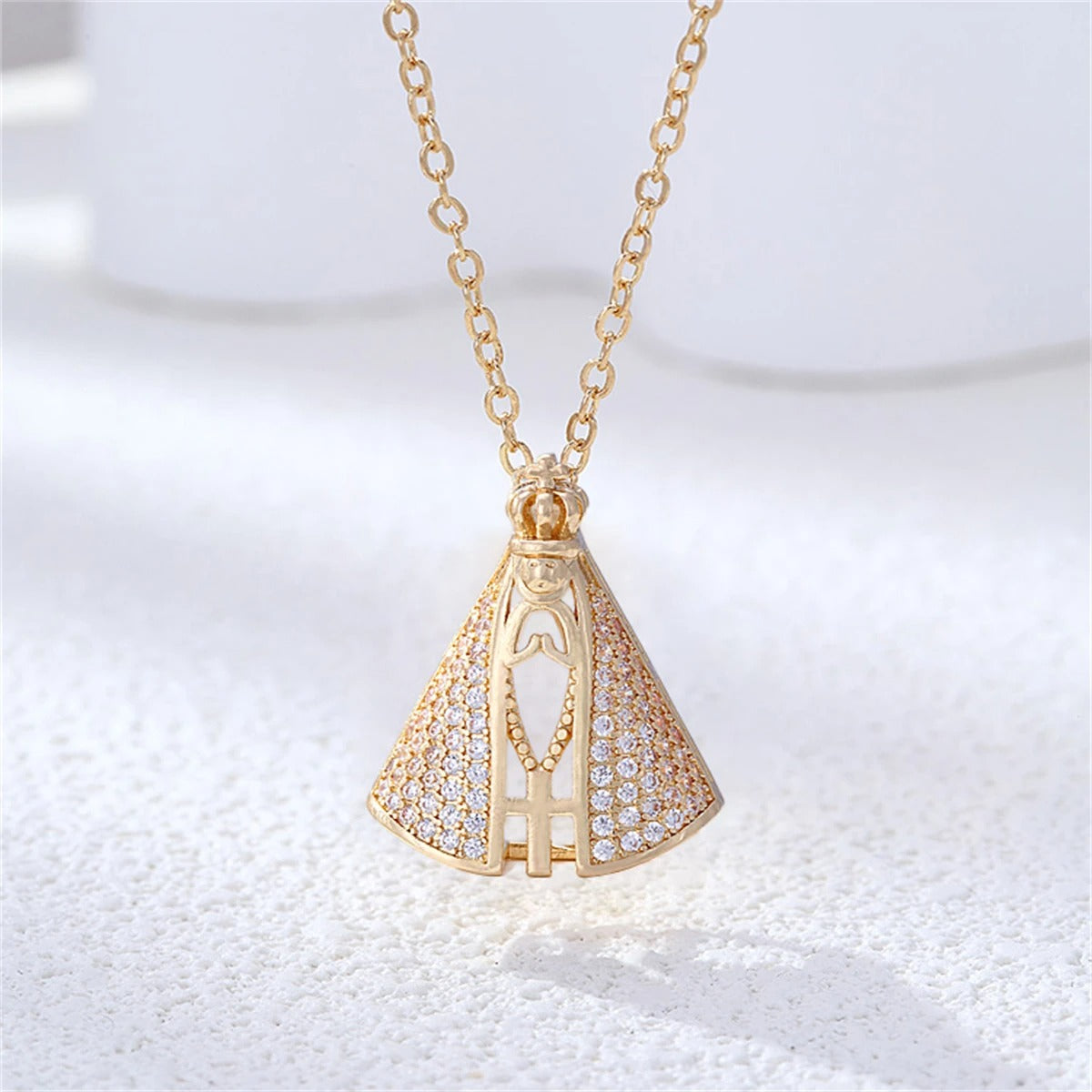 COLAR NOSSA SENHORA BANHADO EM OURO 18K - GARGSI78