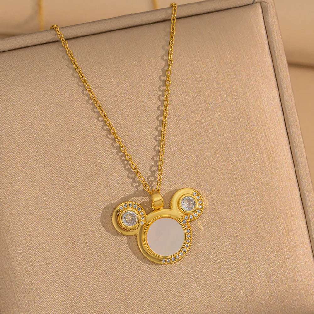 COLAR MICKEY ESPELHADO BANHADO EM OURO 18K - GARG74