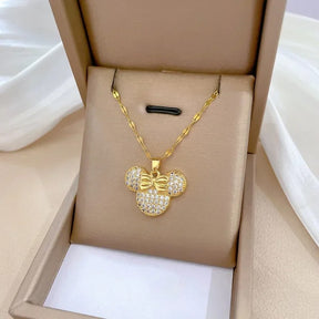 COLAR MICKEY CRAVEJADO BANHADO EM OURO 18K - GARG14