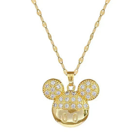 COLAR MICKEY CRAVEJADO BANHADO EM OURO 18K - GARG236