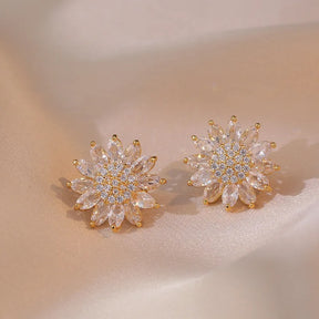 CONJUNTO GIRASSOL CRAVEJADO BANHADO EM OURO 18K - CONJ343