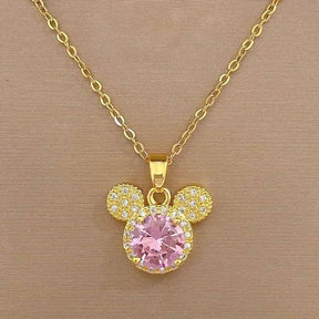 COLAR MICKEY CRAVEJADO ROSA BANHADO EM OURO 18K - GARG777