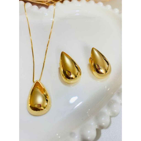 CONJUNTO GOTA BANHADO EM OURO 18K - CONJ816