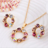 CONJUNTO CÍRCULO DE ZIRCÔNIAS BANHADO EM OURO 18K - CONJ878