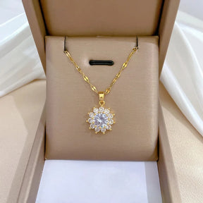 CONJUNTO GIRASSOL DE ZIRCÔNIAS BANHADO EM OURO 18K - CONJ333