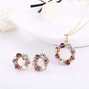 CONJUNTO CÍRCULO DE ZIRCÔNIAS BANHADO EM OURO 18K - CONJ878