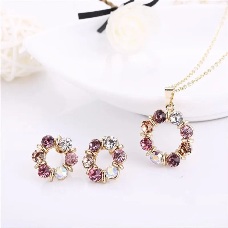 CONJUNTO CÍRCULO DE ZIRCÔNIAS BANHADO EM OURO 18K - CONJ878