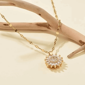 COLAR GIRASSOL GIRATÓRIO BANHADO EM OURO 18K - GARG336
