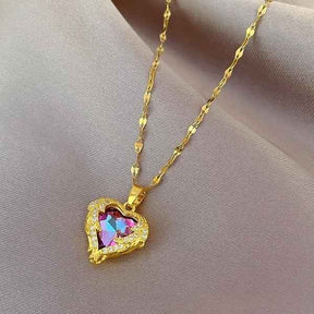 COLAR CORAÇÃO CRISTAL BANHADO EM OURO 18K - GARG872