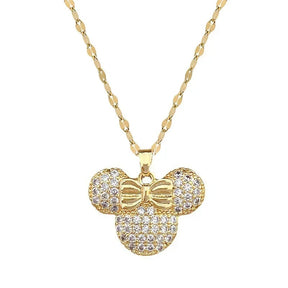 COLAR MICKEY CRAVEJADO BANHADO EM OURO 18K - GARG14