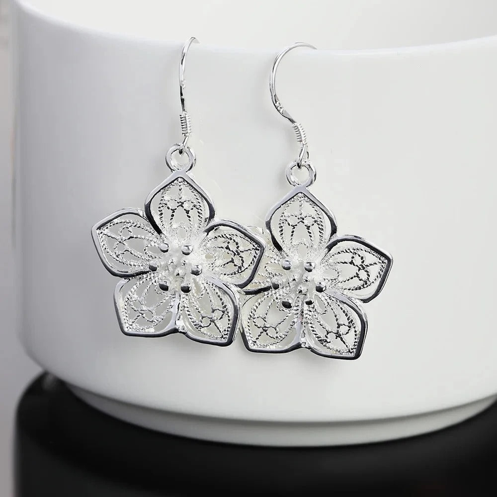 BRINCO FLORES DE PRATA 925 - BRP059