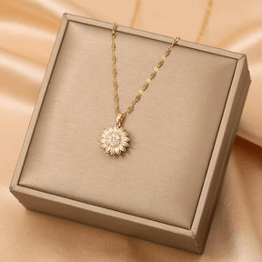 COLAR GIRASSOL GIRATÓRIO BANHADO EM OURO 18K - GARG336