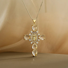 COLAR CRUCIFIXO NOSSA SENHORA BANHADO EM OURO 18K - GARGSI549