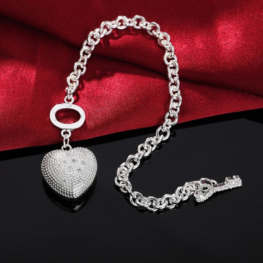 CONJUNTO CORAÇÃO CRAVEJADO PRATA 925 - CONP134