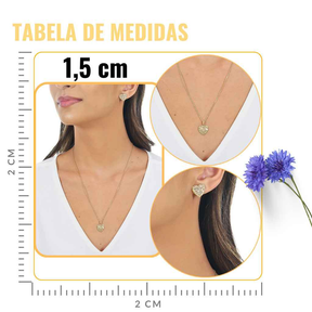 CONJUNTO CORAÇÃO MARTELADO BANHADO EM OURO 18K - CONJ817