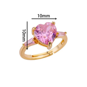 ANEL AJUSTÁVEL CORAÇÃO ROSA BANHADO EM OURO 18K - AN23
