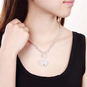 CONJUNTO CORAÇÃO CRAVEJADO PRATA 925 - CONP134
