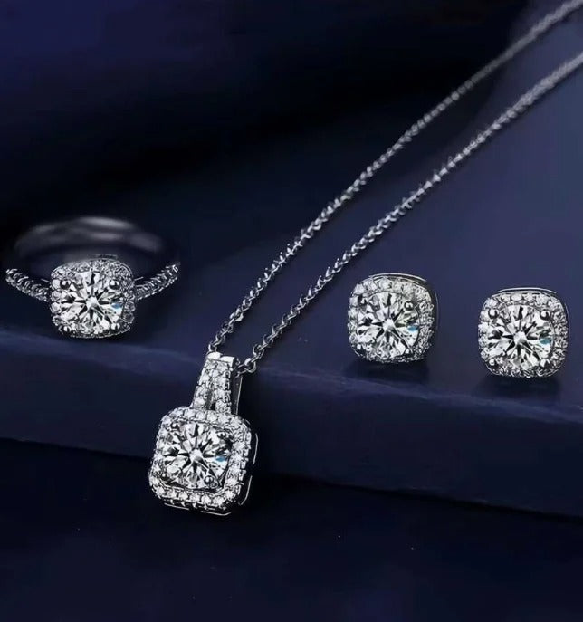 SUPER CONJUNTO CRISTAIS PRATA 925 - CONP465
