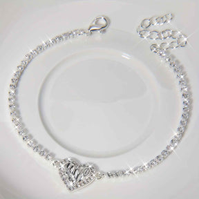 PULSEIRA PRATA 925 CRAVEJADA CORAÇÃO - PUL812