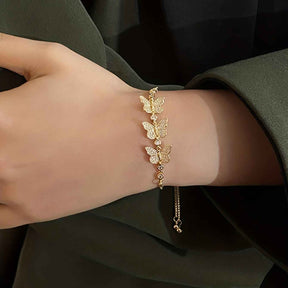 PULSEIRA BORBOLETAS BANHADA EM OURO 18K - PLSI 971