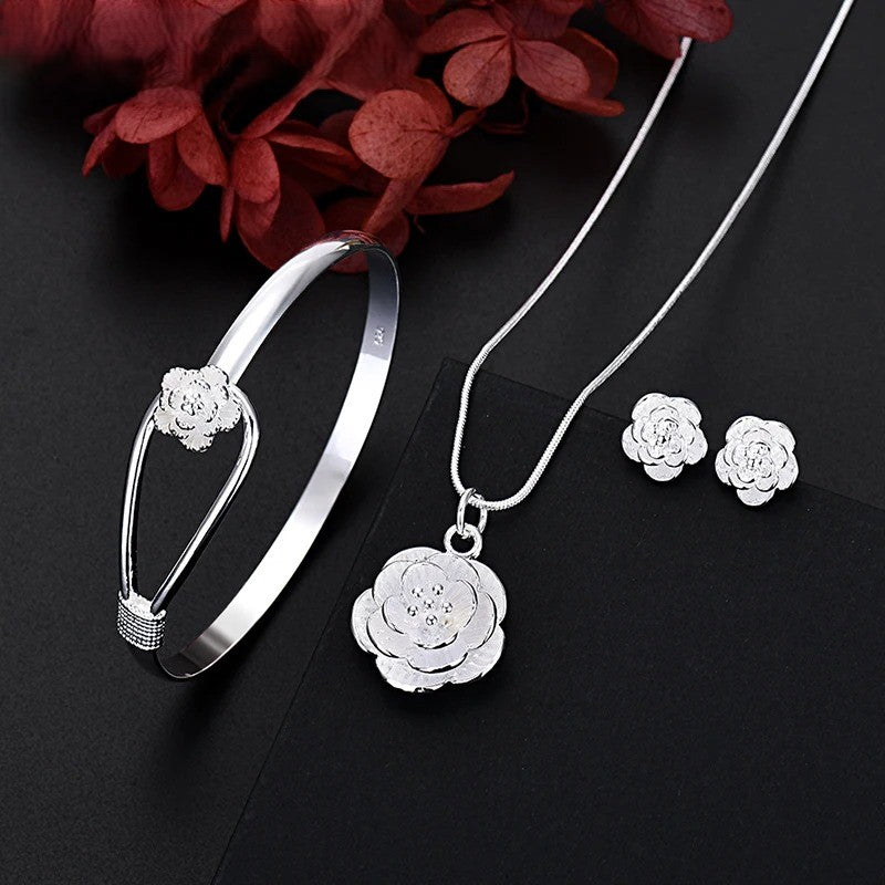 SUPER CONJUNTO FLORES PRATA 925 - CONP635