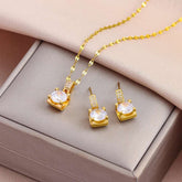 CONJUNTO CRISTAIS CRAVEJADOS BANHADO EM OURO 18K - CONJ181