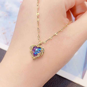 COLAR CORAÇÃO CRISTAL BANHADO EM OURO 18K - GARG872