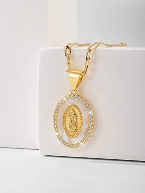 COLAR MADREPÉROLA NOSSA SENHORA BANHADO EM OURO 18K - GARGSI89