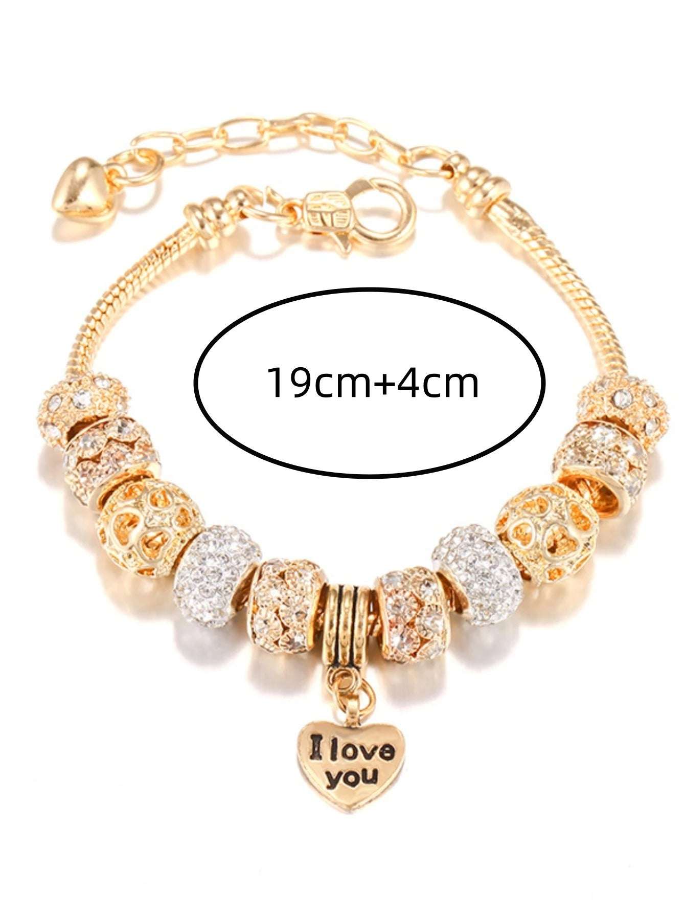 PULSEIRA PANDORA COM BERLOQUES CRAVEJADOS BANHADA EM OURO 18K - PL334