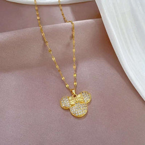 COLAR MICKEY CRAVEJADO BANHADO EM OURO 18K - GARG14