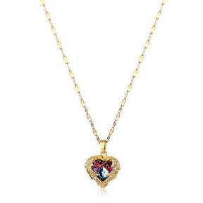 COLAR CORAÇÃO CRISTAL BANHADO EM OURO 18K - GARG872