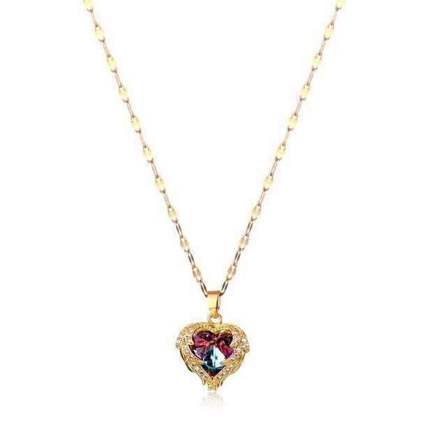 COLAR CORAÇÃO CRISTAL BANHADO EM OURO 18K - GARG872