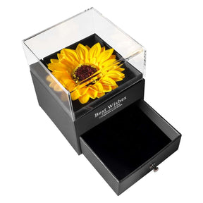CAIXA E COLAR GIRASSOL BANHADO EM OURO 18K - GARGSI333