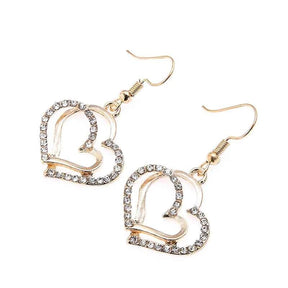 CONJUNTO CORAÇÕES CRAVEJADOS BANHADO EM OURO 18K - CONJ437