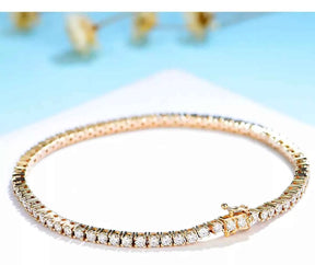 PULSEIRA RIVIERA ZIRCÔNIA 3MM CRAVEJADA BANHADAS EM OURO 18K - PLSI031