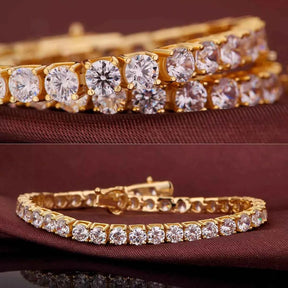 PULSEIRA RIVIERA ZIRCÔNIA 3MM CRAVEJADA BANHADAS EM OURO 18K - PLSI031