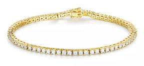 PULSEIRA RIVIERA ZIRCÔNIA 3MM CRAVEJADA BANHADAS EM OURO 18K - PLSI031