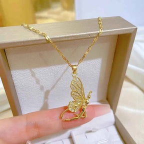 COLAR FADA DE ZIRCÔNIAS BANHADO EM OURO 18K - GARGSI016