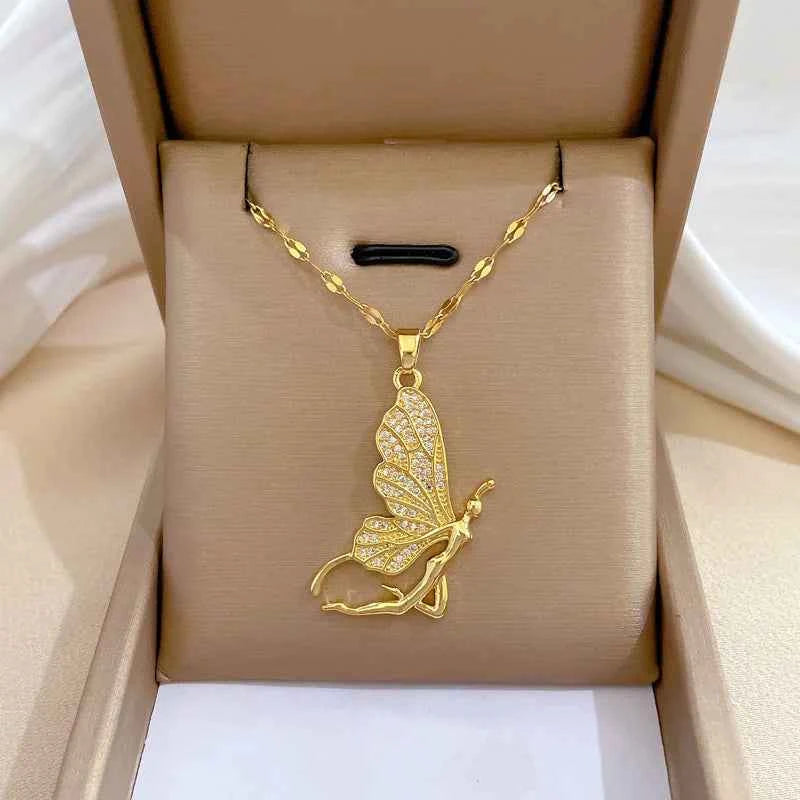 COLAR FADA DE ZIRCÔNIAS BANHADO EM OURO 18K - GARGSI016