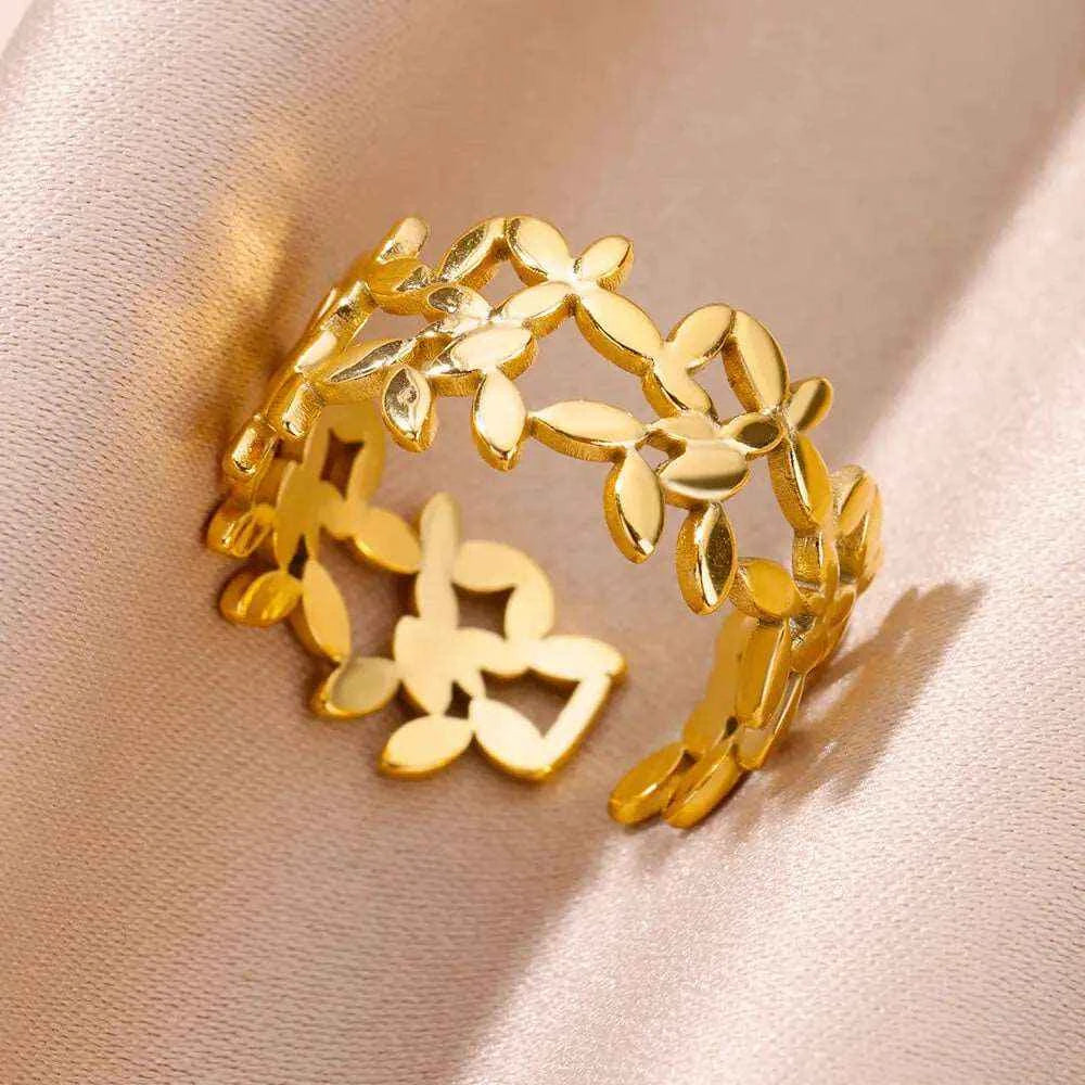 ANEL AJUSTÁVEL PRIMAVERA E NATUREZA BANHADOS EM OURO 18K ANF 678 - ANF 703 (DIVERSOS)