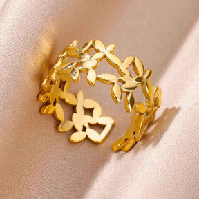 ANEL AJUSTÁVEL PRIMAVERA E NATUREZA BANHADOS EM OURO 18K ANF 678 - ANF 703 (DIVERSOS)