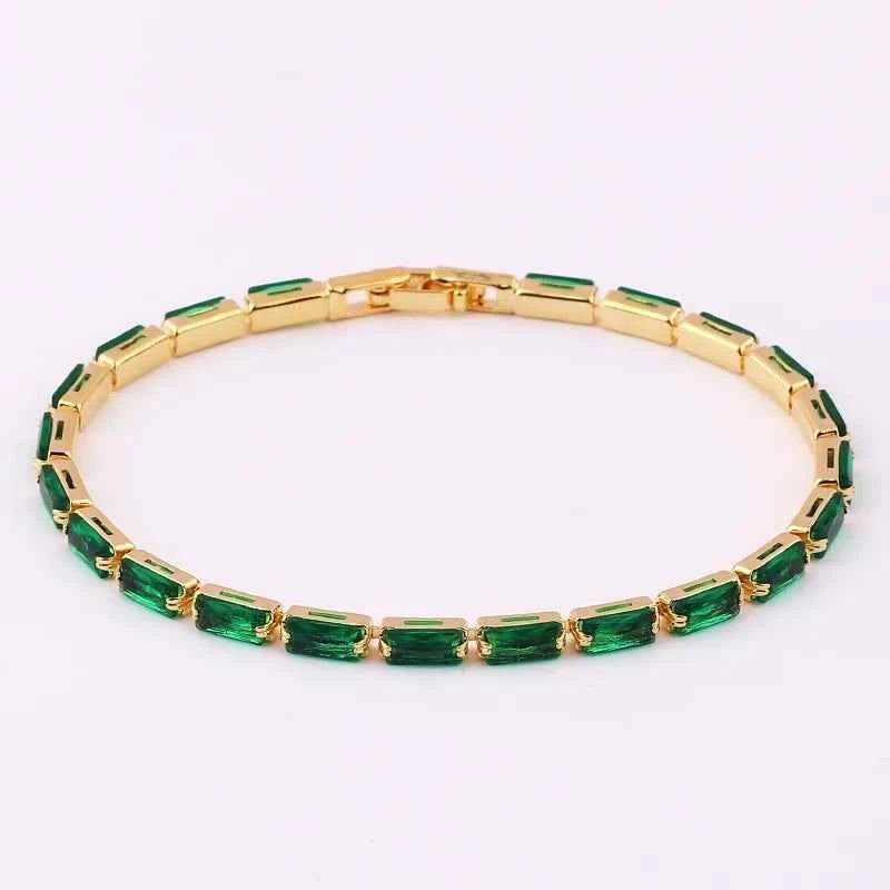 PULSEIRAS AJUSTÁVEIS ESMERALDA BANHADAS EM OURO 18K - PL652 - PL657 (DIVERSOS)